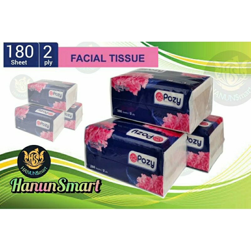 tisu POZY 180 sheet 2 ply tissu lembut facial tissue pozy 180sheet 2ply lap wajah