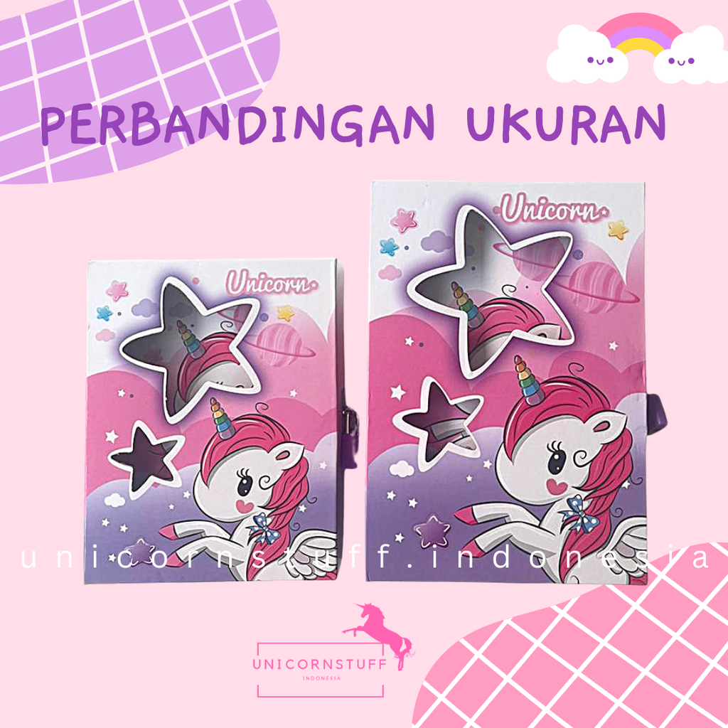 DIARY UNICORN GEMBOK NOTEBOOK BUKU TULIS ANAK CATATAN KADO HADIAH CEWEK