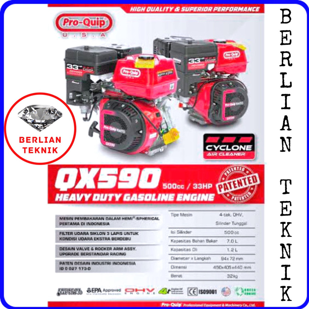 Mesin Penggerak Bensin Engine Gasoline Proquip QX 590 / 33 HP