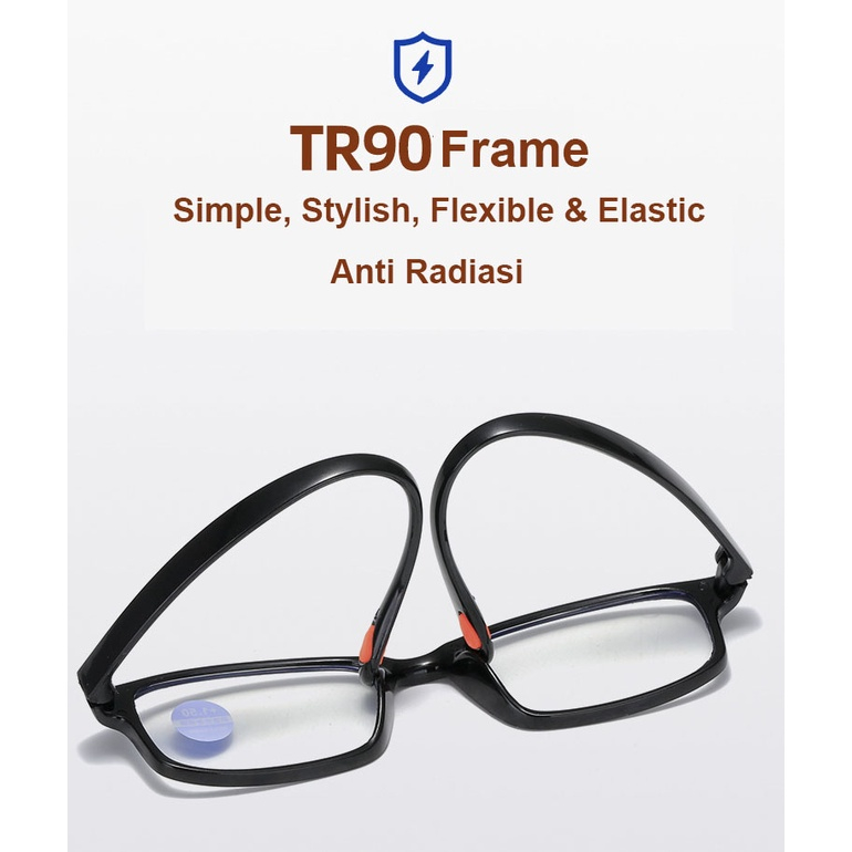 Kacamata Baca Lensa Plus dan Anti Radiasi +1.00 s/d + 4.00 Kecamata Pria Wanita Nyaman dan Jelas saat Membaca Reading Glasses Frame Kcamata Antiradiasi Premium Gaya Rabun Dekat Blue Light Orang Tua Silinder Minus Plus 100 150 200 250 300 350 400 KCP30