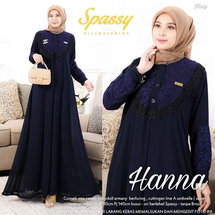 Baju Dress / Gamis maxi Hanna Renda Terbaru Pakaian wanita 7 varian Warna terlaris Baju Kondangan 2023 gamis sage trend