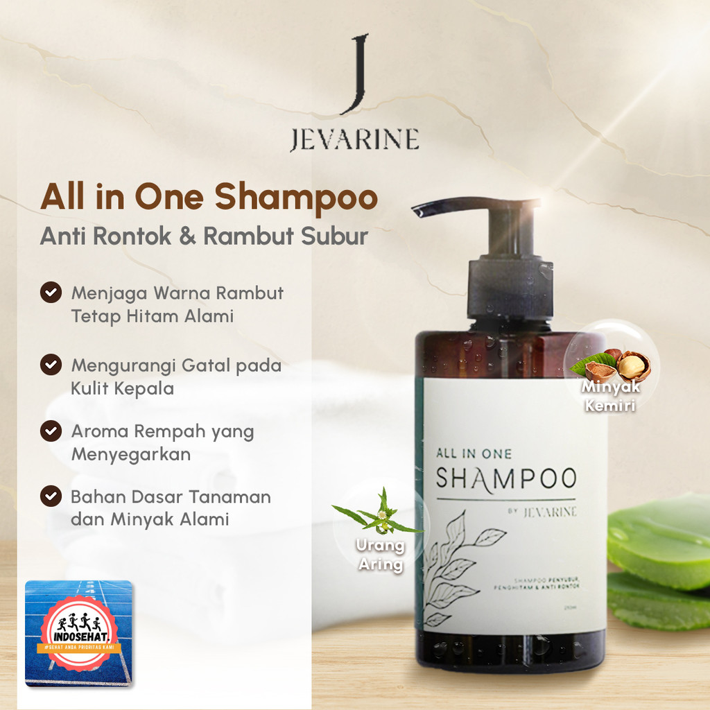 JEVARINE All In One Shampoo - Shampo Perawatan Penyubur Rambut Rontok Tipis Kulit Kepala Ketombe