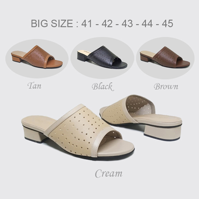 Sandal heels cewek hak tahu 3cm BIG SIZE 41-42-43-44-45 Sandal wanita ukuran jumbo besar