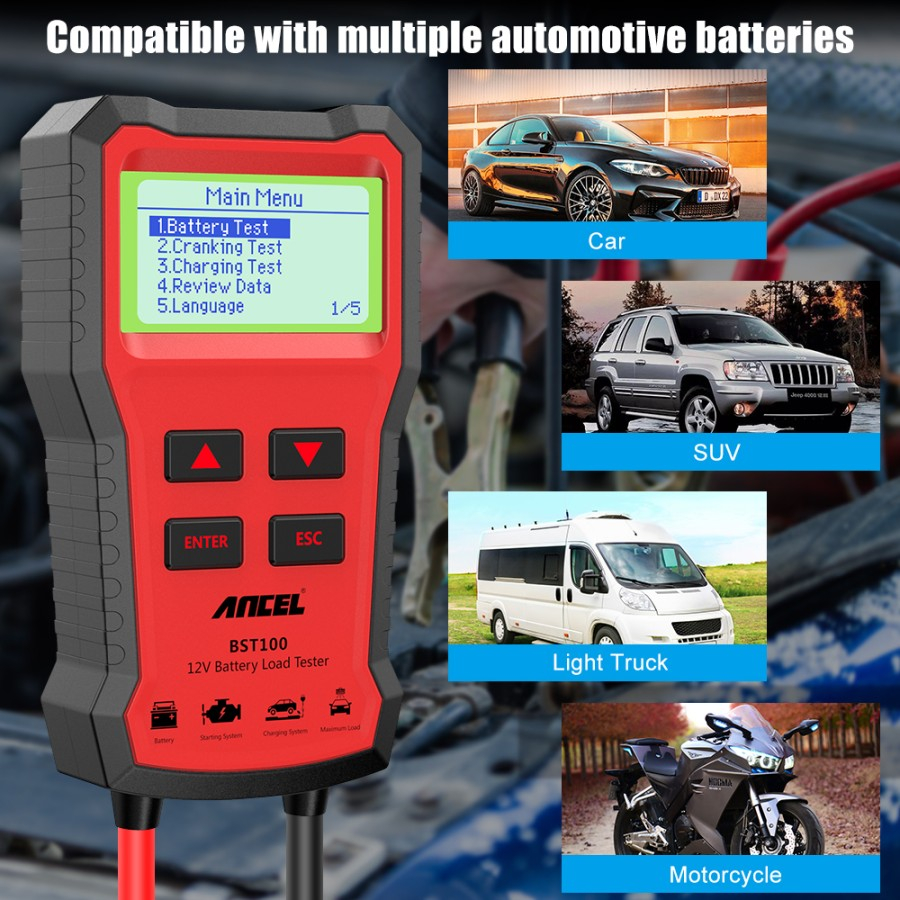 Car Battery Tester 2000CCA Cranking Charging Load