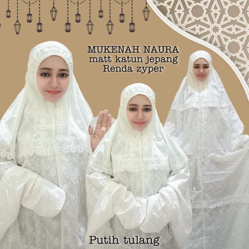 MUKENA KATUN JEPANG TERUSAN RENDA ZYPER