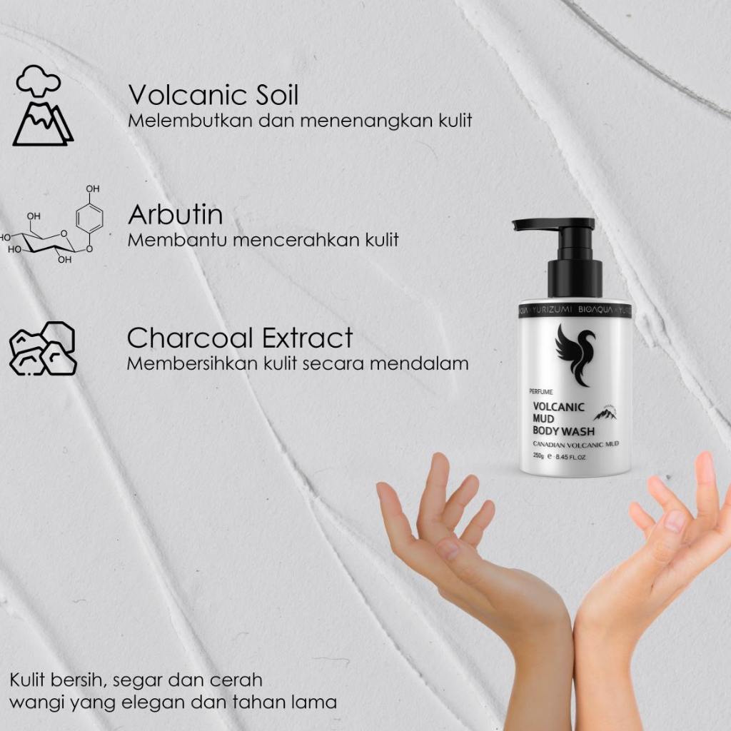 (BPOM) Yurizumi x Biaoqua Vulcanic Mud Body Wash Sabun Mandi Lumpur Vulkanik - Sabun Pemutih Badan 250ml