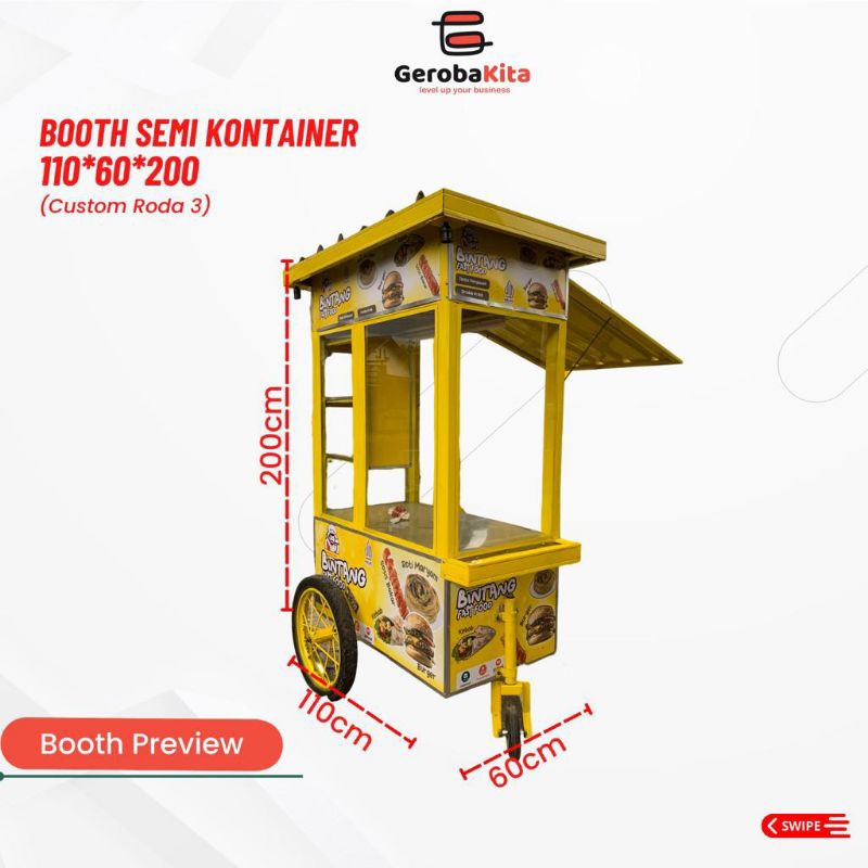 Booth Semi Kontainer Roda 3/ gerobak dorong murah