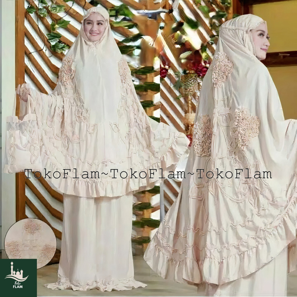 FLAM MUKENA DEWASA GHAISANI ROSELLA MOTIF BUNGA TIMBUL