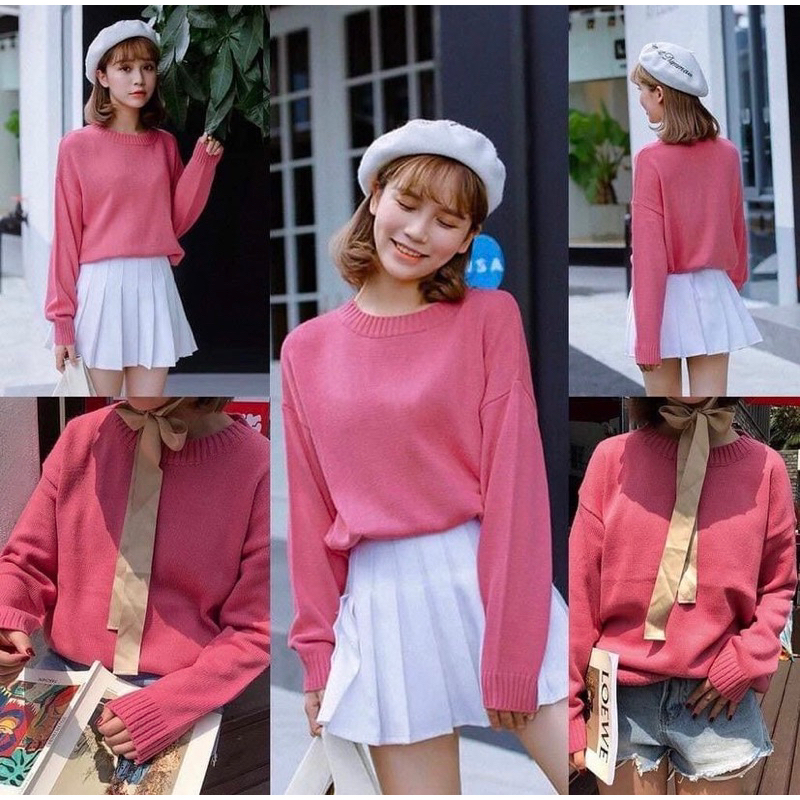 BASIC KNITTED SWEATER | SWEATER RAJUT WANITA KOREAN CREWNECK RAJUT POLOS