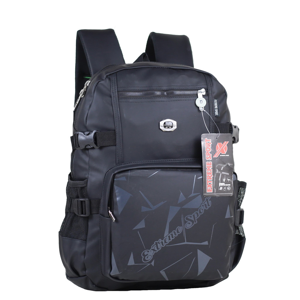 Tas Ransel Extreme Waterproof Water Resistant Tahan Air Outdoor Warna Hitam Backpack SMP SMA Kuliah Premium Bahan Import Terbaru Mat Laptop Bonus Raincover Tas Laptop In Kuat Beban Berat