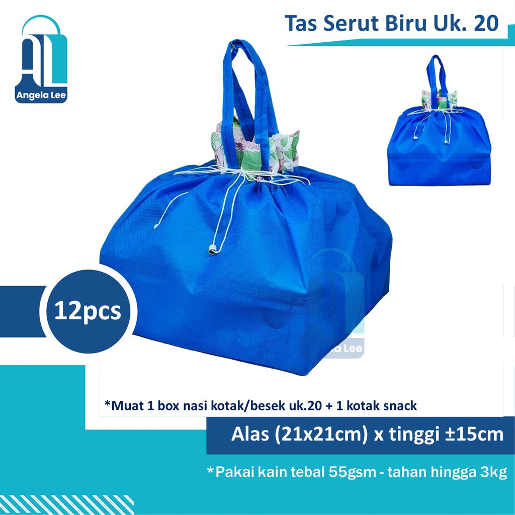 12bh Tas Kain / Serut parcel untuk Dus / Box Makanan ukuran 20x20 cm