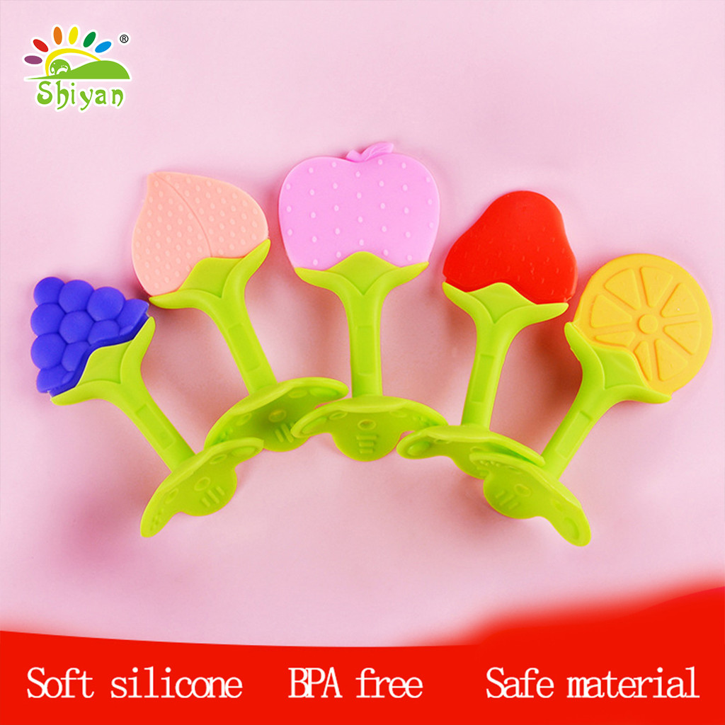 Teether Bahan Silikon Baby Fruit Teether Gigitan Teether Gigitan Bentuk Buah Bahan Silikon BPA FREE