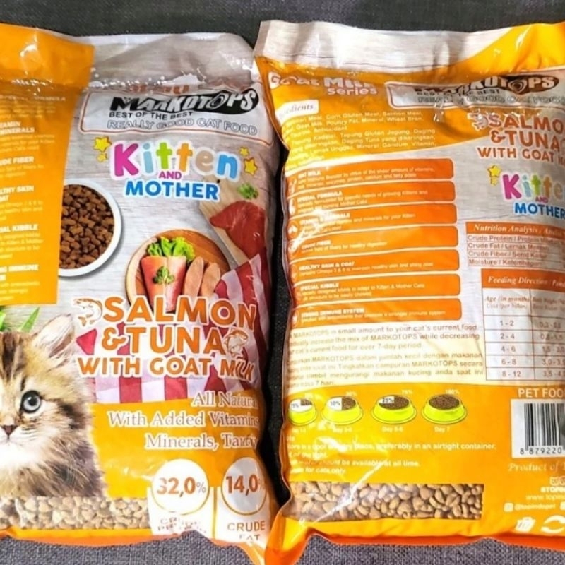 Markotop Dry Cat Food 1kg Kitten Mother Goat Milk - Makanan Kucing - Salmon Tuna