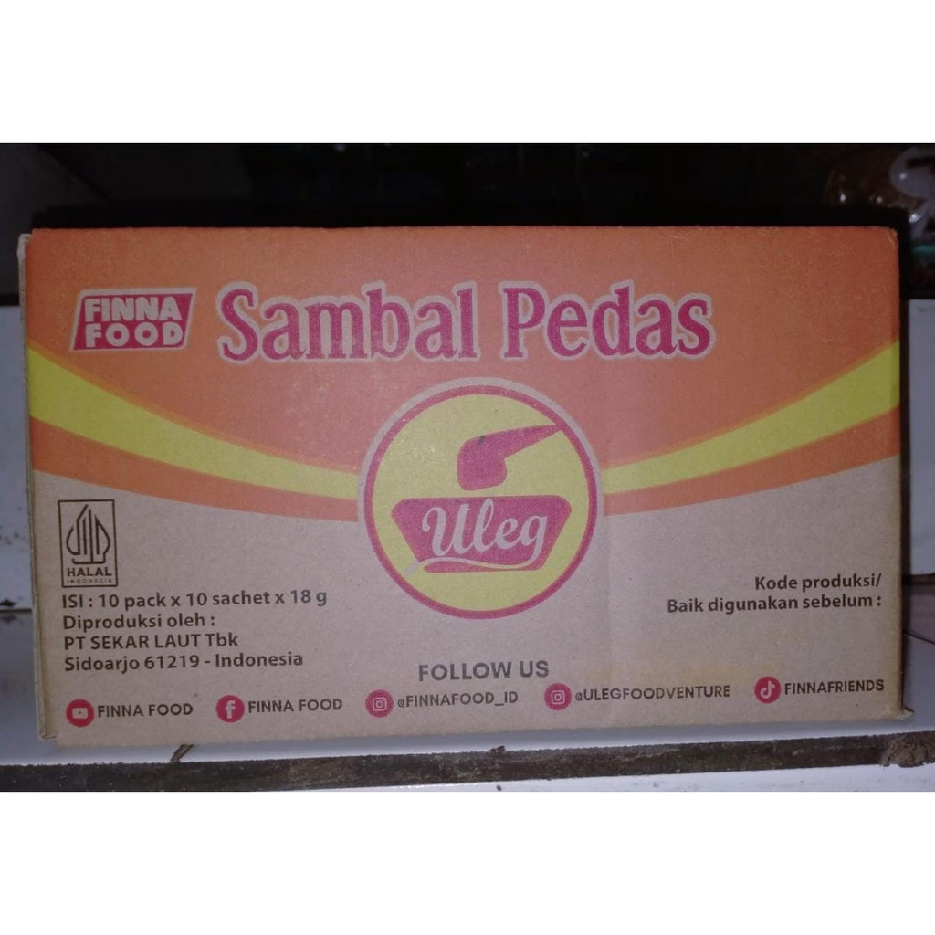 [Dus] Finna Sambal Uleg Sambal Instant Terasi,Geprek,Rendang,Sambal Pedas, Sambal Ijo Isi 10 Pack x 10 Pcs x 18 gr - uleg*