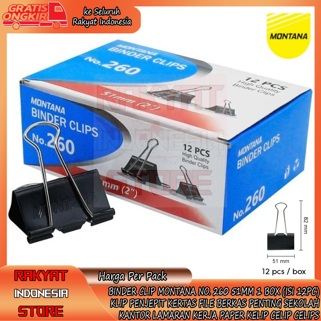 

BINDER CLIP MONTANA NO. 260 51MM 1 BOX (ISI 12PC) CLIPS KLIP PENJEPIT KERTAS FILE BERKAS PENTING SEKOLAH KANTOR LAMARAN KERJA PAPER KELIP CELIP CELIPS KELIPS HITAM ITAM BLACK JEPIT ARSIP PEMBUKUAN ANTI KARAT