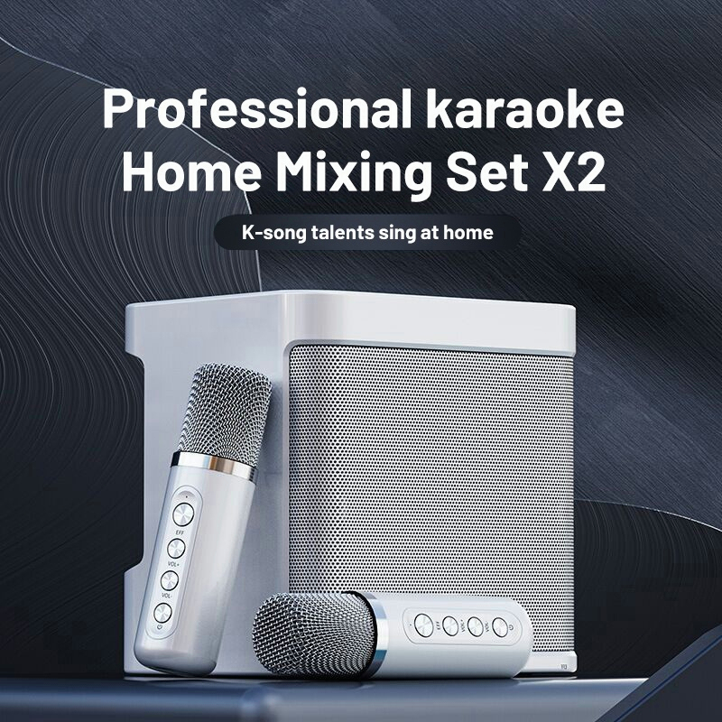 [BISA COD] Wireless KTV Karaoke Mini Speaker + Dual Wireless Microphone