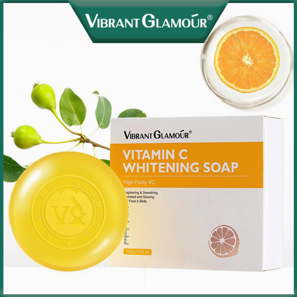 Vibrant Glamour Vitamin C Whitening Soap Facial Cleanser Deep Cleaning VC Nutrients Lightening Dark Spot Corrector Inhibiting