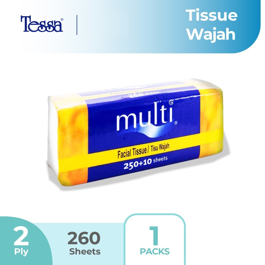 Tisu Tessa Multi 260 Sheets 2 Ply MP01 sheet / Facial Tissue 260s 2ply / Tisu wajah 260 sheet