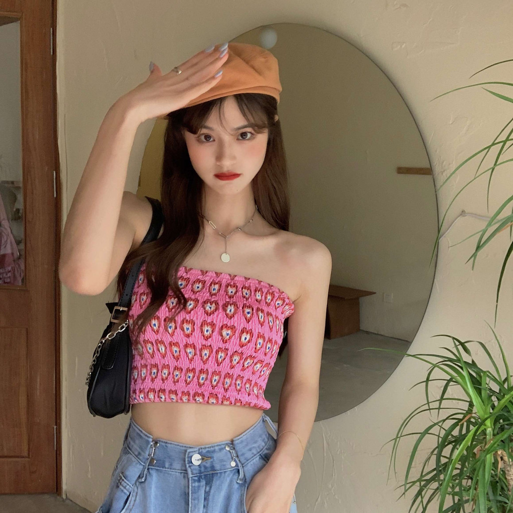 YIU YIU Rajut - Sexy Tube Crop Wanita Korean Top Elastisitas Tube Crop