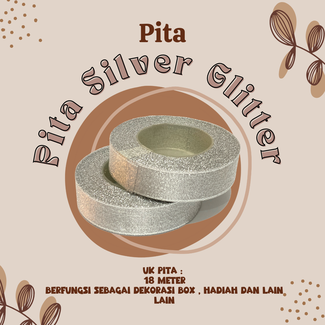 

3Pcs Pita Kado | Pita Dekorasi Silver Glitter