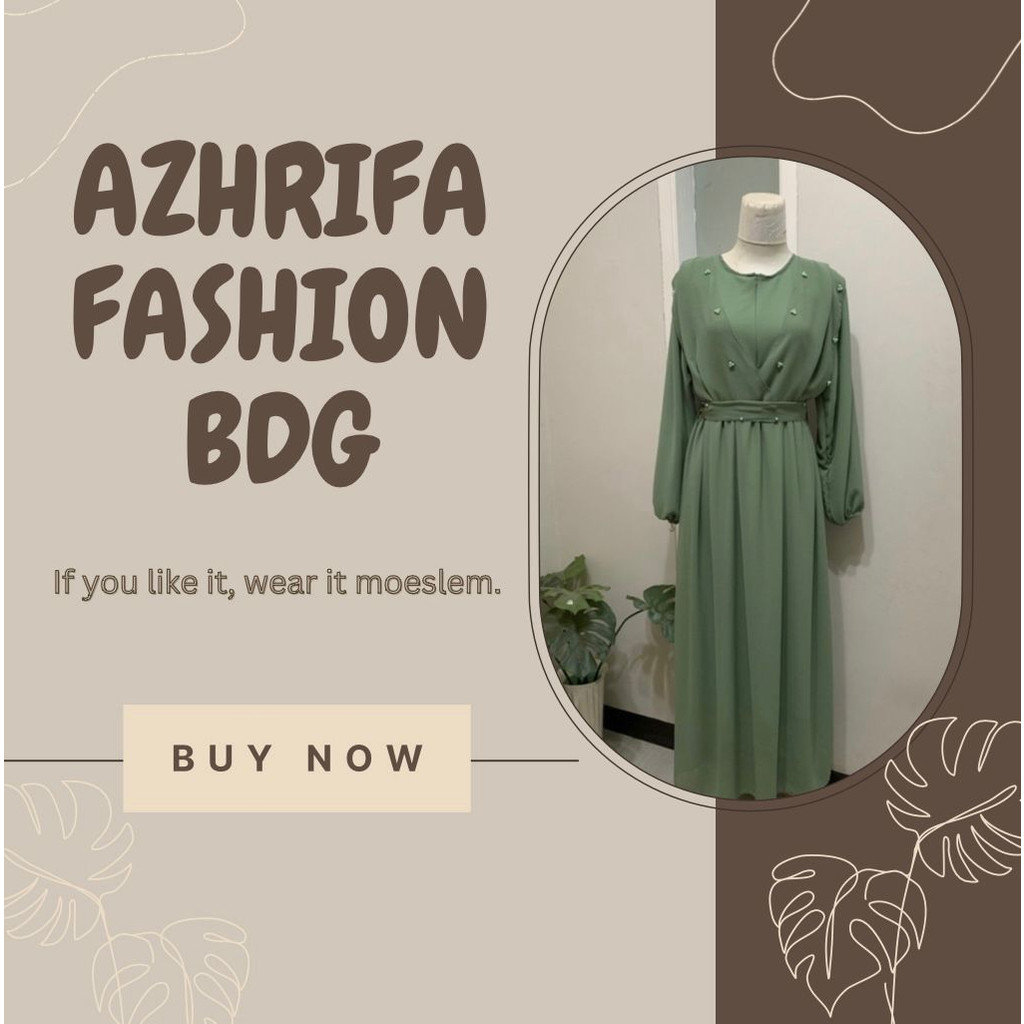 AZHRIFA FASHION- Mutiara Dress Ceruty Wanita Muslimah terbaru / Dress wanita simple elegan terbaru busui friendly