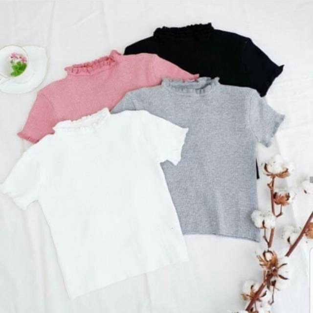 ADELE - Siera Crop Top Tshirt Rajut Kriwil