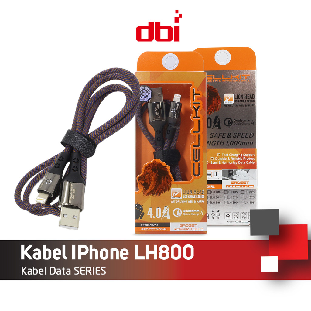 Kabel Data Premium IPhone Lightning 100cm LED FAST CHARGING 4A CELLKIT LH800