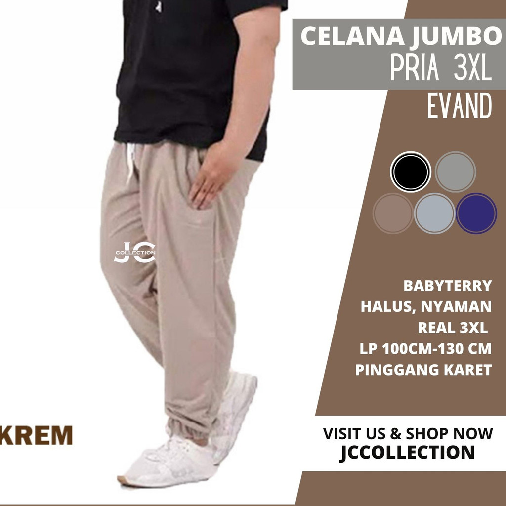 Celana Jogger Pria Jumbo 3XL - Evander / Big Size Training Joger Pants - JCCollections