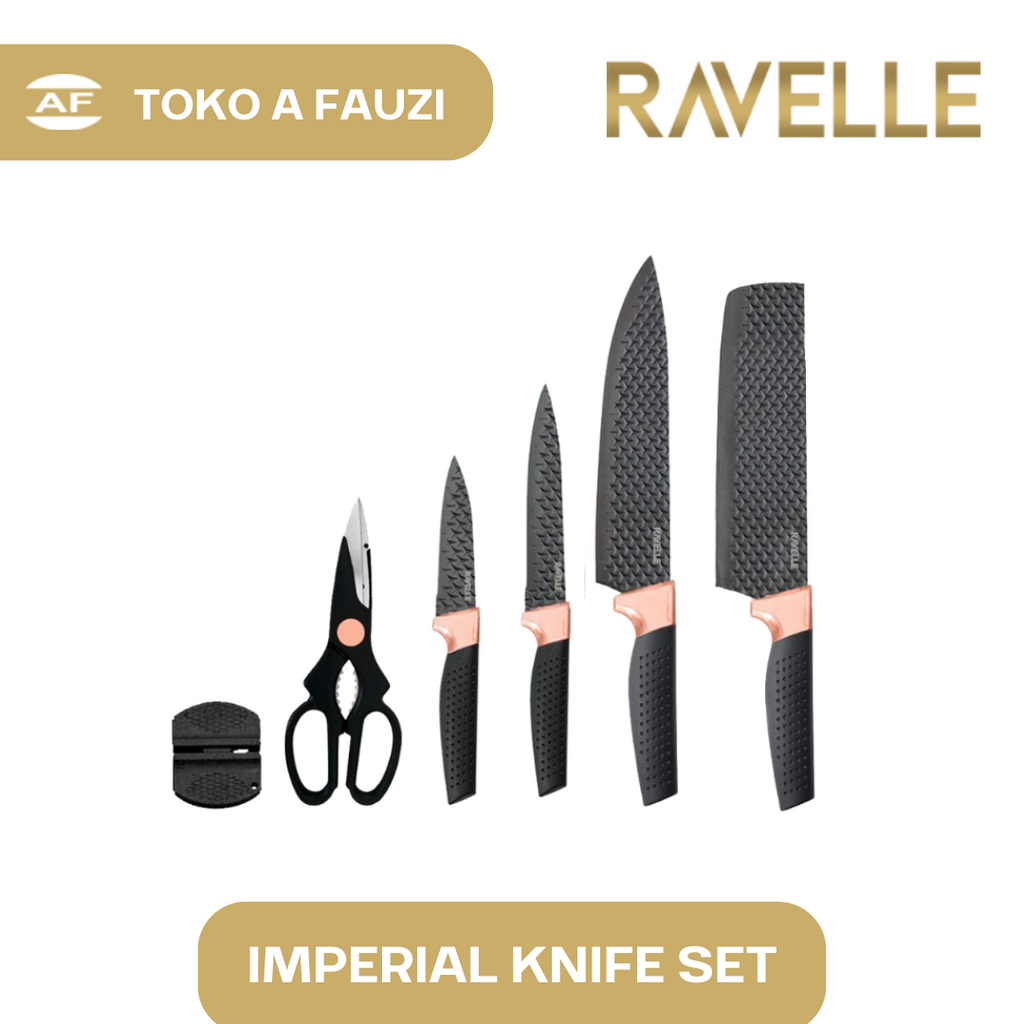 RAVELLE Imperial Knife Set 6 in 1 - Pisau Dapur Anti Lengket Stainless Steel