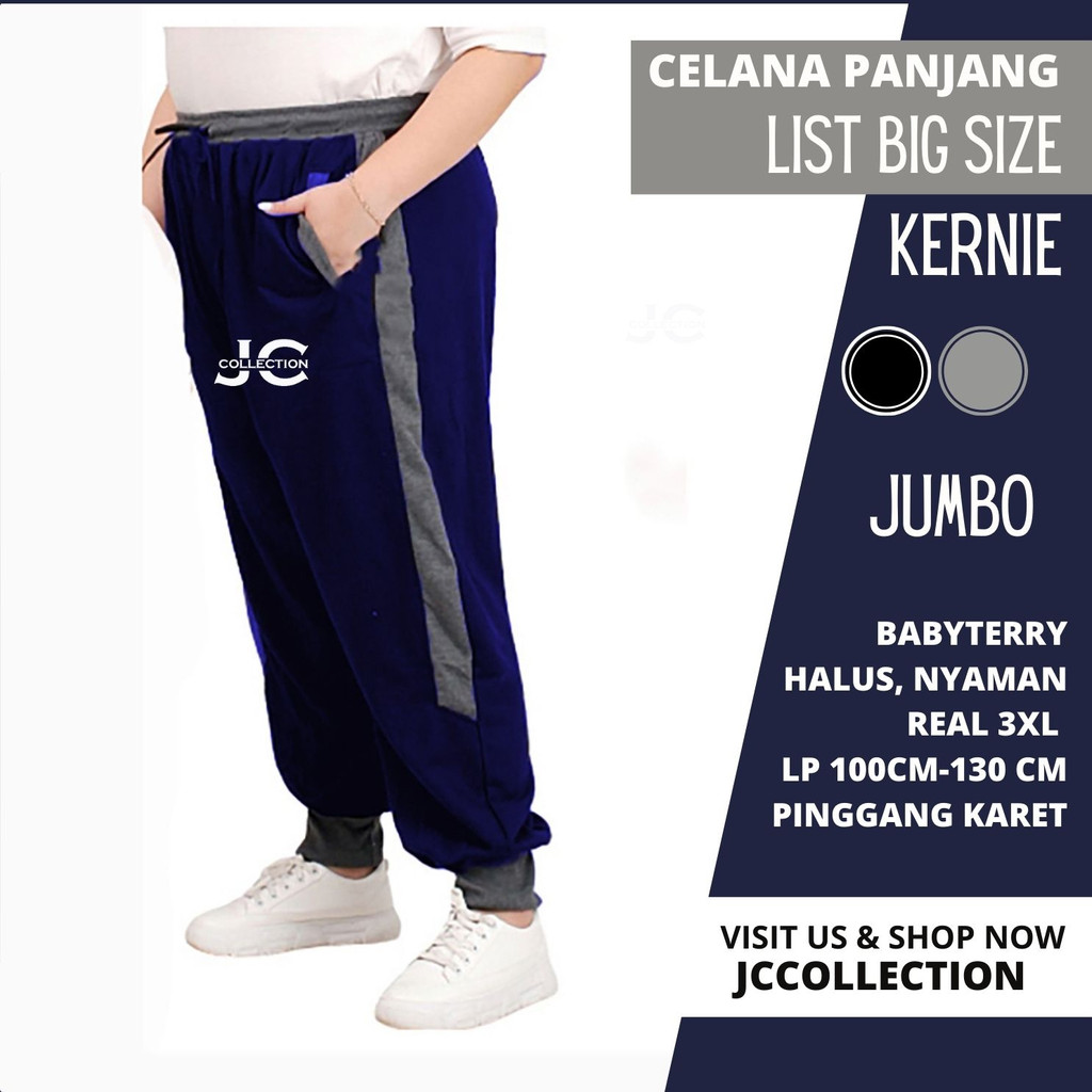 Celana Panjang Wanita Jumbo 3XL Variasi List / Celana Jogger Wanita Big Size XXXL - CURTIE - JCCollections