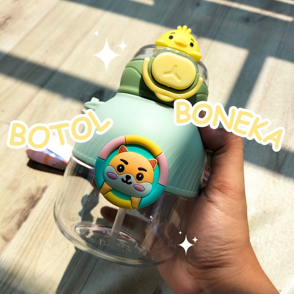 Botol Air Minum Sekolah Aksesories Anak Boneka Karakter Viral 550ML Bpa Free