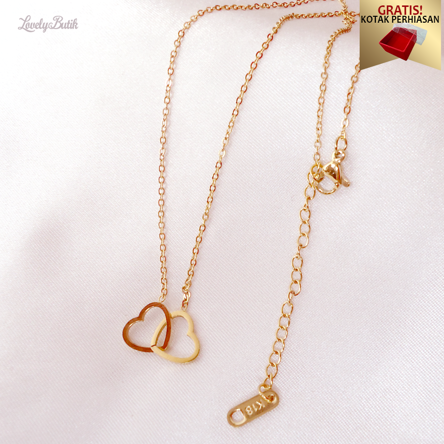 Kalung Titanium Wanita Anti Karat Korean Style Model Love Terbaru Adjustable 4gnes BONUS kOTAK - Lovelybutik