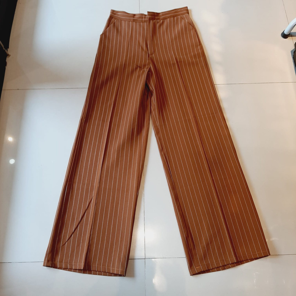 Celana Panjang Garis Garis Bahan Polyester