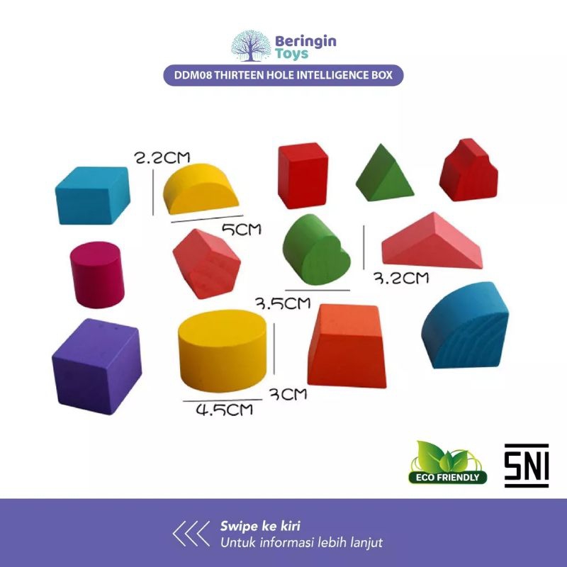 BT DDM08 Thirteen Hole Intelligence Box - Wooden Shape Mainan Box Puzzle - Wooden
