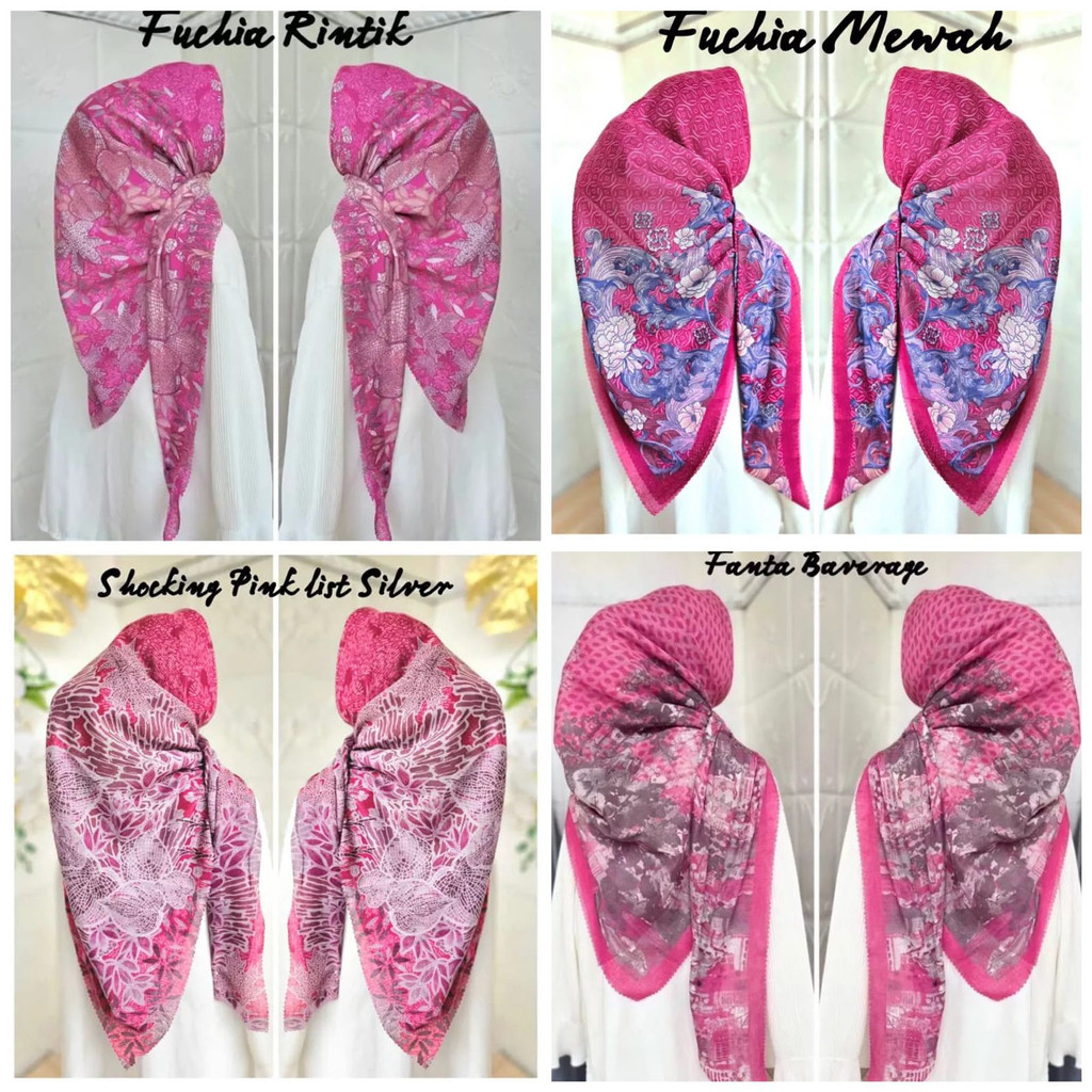 HIJAB VOAL MOTIF FUCHIA SERIES/ VOAL MOTIF PINK FANTA/SEGIEMPAT MOTIF FUCIA FUCHIA FANTA PINK/JILBAB