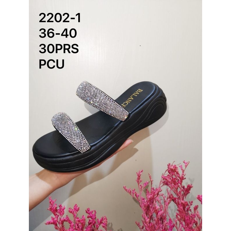 SANDAL WANITA WEDGES 2202 MANIK BAHAN KARET ANDARA