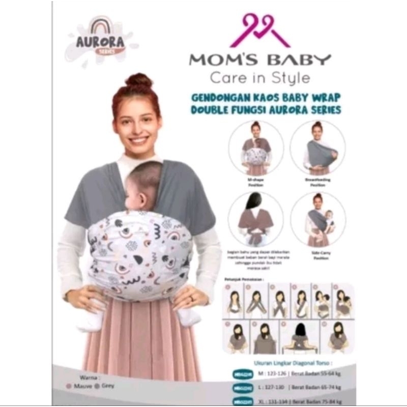 Mom's Baby Gendongan Kaos Baby Wrap Double Fungsi - Aurora Series (MBG2201/MBG2202)