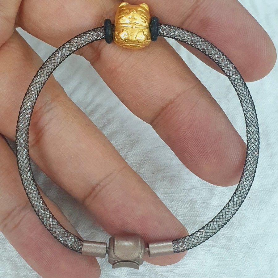 gelang kawatan emas hongkong model kucing emas 24k 999 24 k