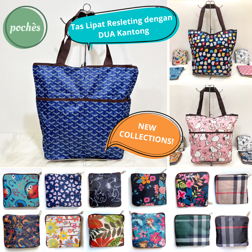Tas Belanja Resleting / Tas Belanja Lipat / Shopping Bag Lipat / Tas Lipat Serbaguna / Zipper Eco ba