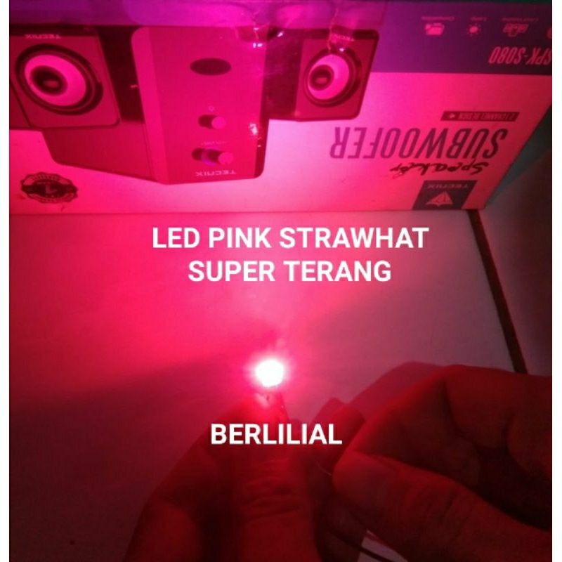 Led Pink Strawhat Cahaya Super Terang Model Pendek jual per/100pcs