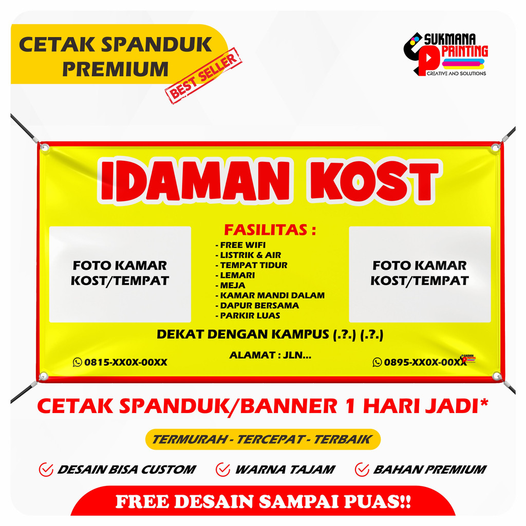 CETAK SPANDUK BANNER KOST AN SPANDUK TERIMA KOST KOSAN