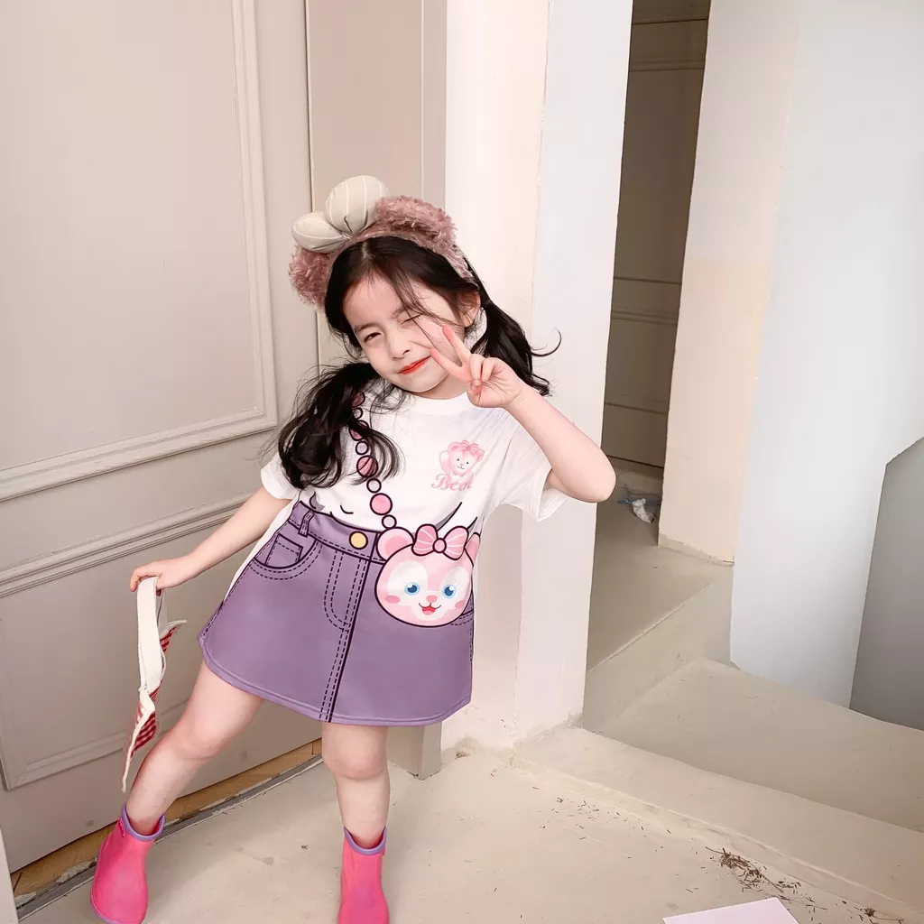 DR34-Dress Kaos Anak Perempuan Cute Korea Cartoon Karakter