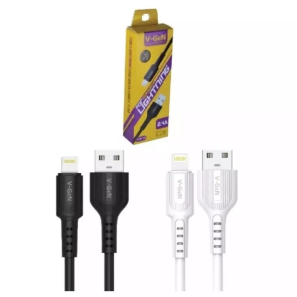 Kabel USB V-Gen VCB-25 cable lightning Fast charging 2.4A Bulat - Cable Vgen