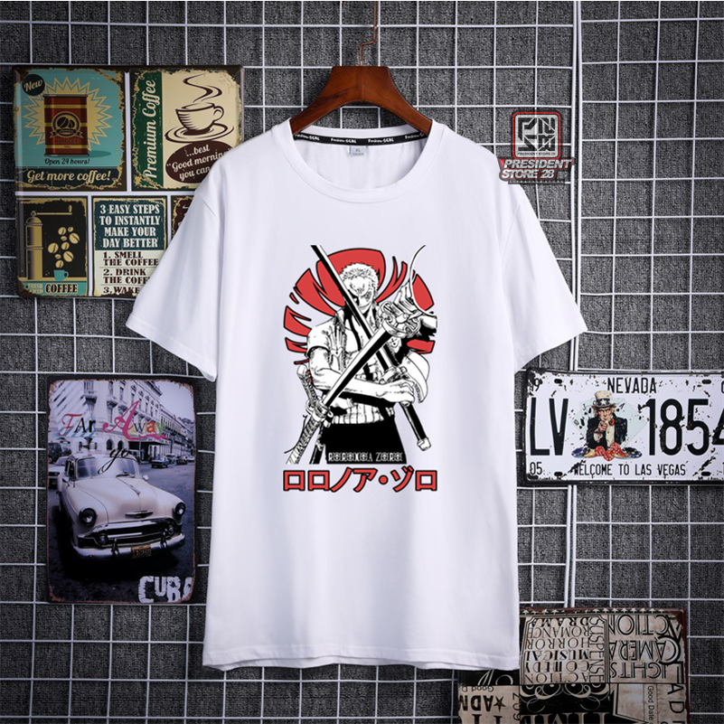 Kaos Pria Cotton Combed 30s Sablon Anime Demon Slayer - Kaos One piece - kaos zoro - Baju distro Pria Tangan Pendek