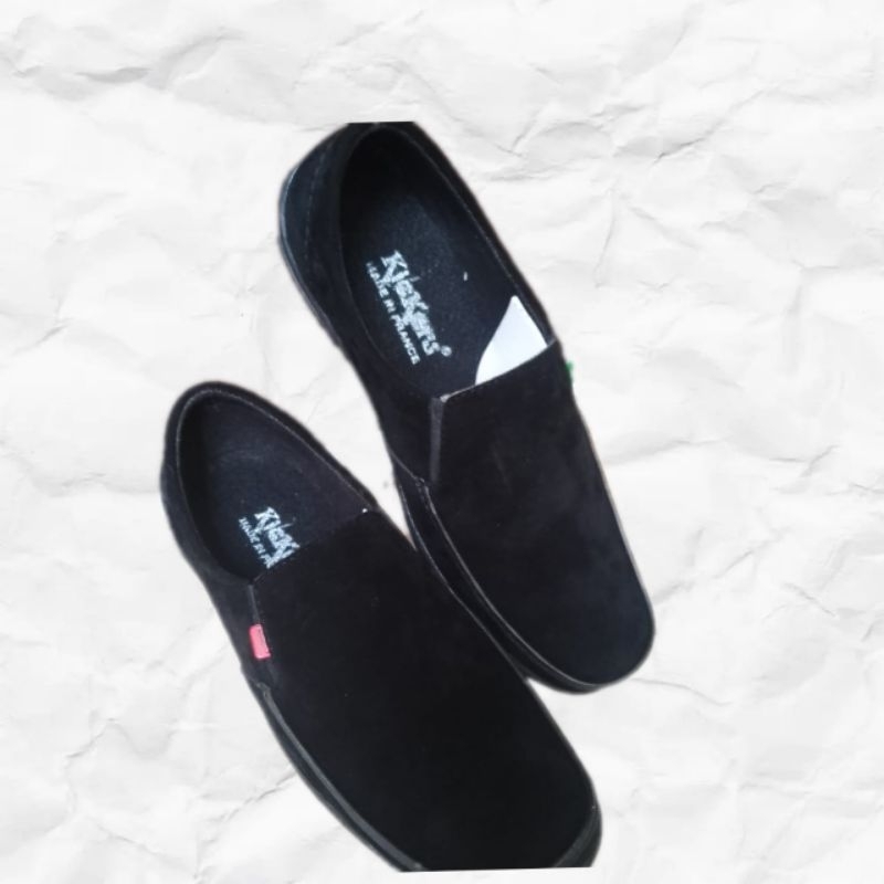 Sepatu Slip On Pria Dewasa Kulit suede Model Casual Hitam