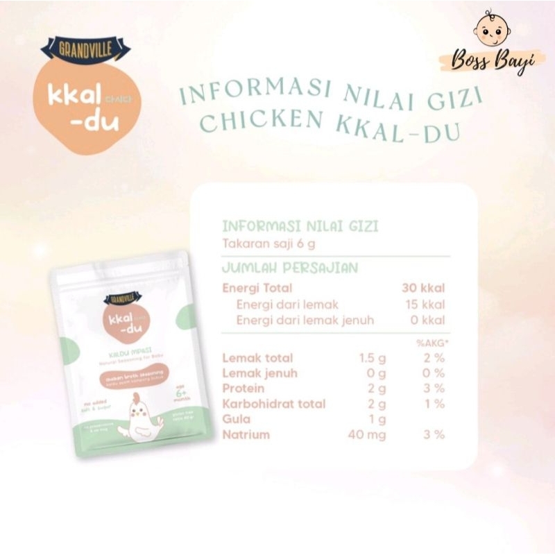 GRANDVILLE KKAL-DU Kaldu untuk MPASI Bayi (Kaldu Ayam/ Sapi/ Salmon) 40gr