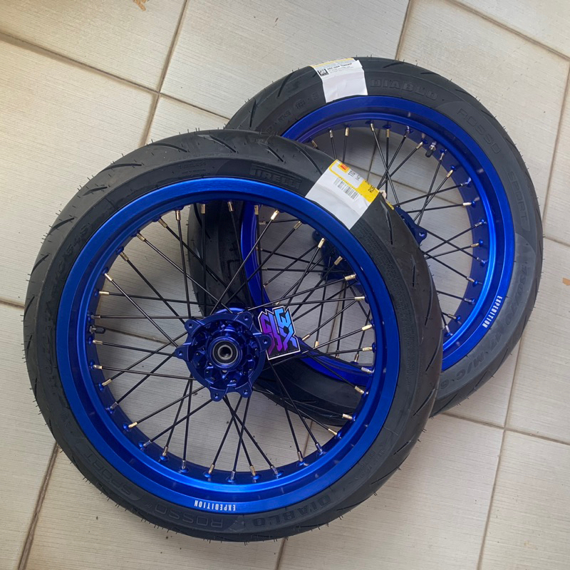 BANSET SUPERMOTO CRF 150 L VELG EXPEDITION BIRU TUBLESS