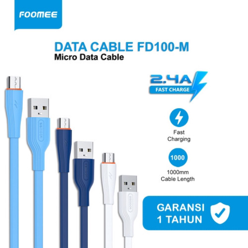 Foomee Kabel Data FD100-M Micro / FD100-C Type-C / FD100-L Lightning 1M 2.4A