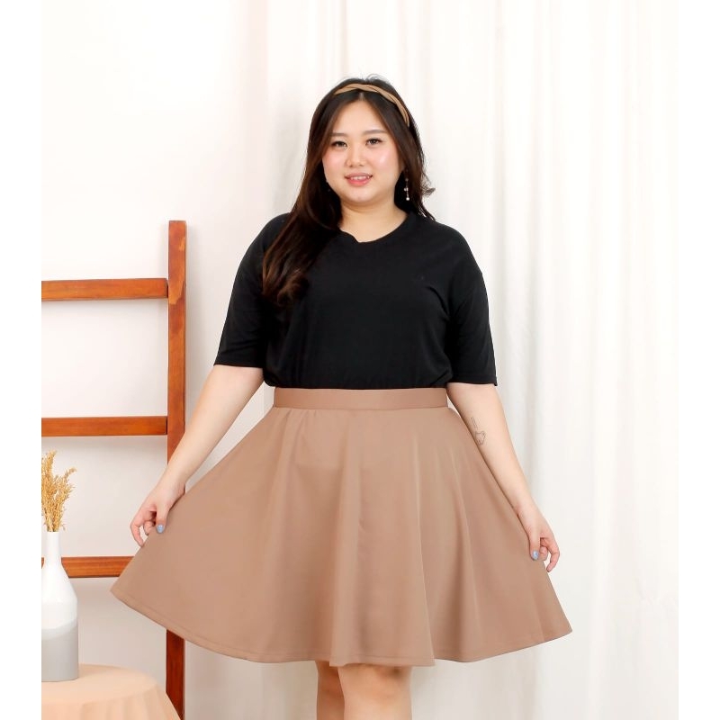 (Size L  XXL) ROK BIGSIZE ROK SCUBA ROK HITAM ROK JUMBO