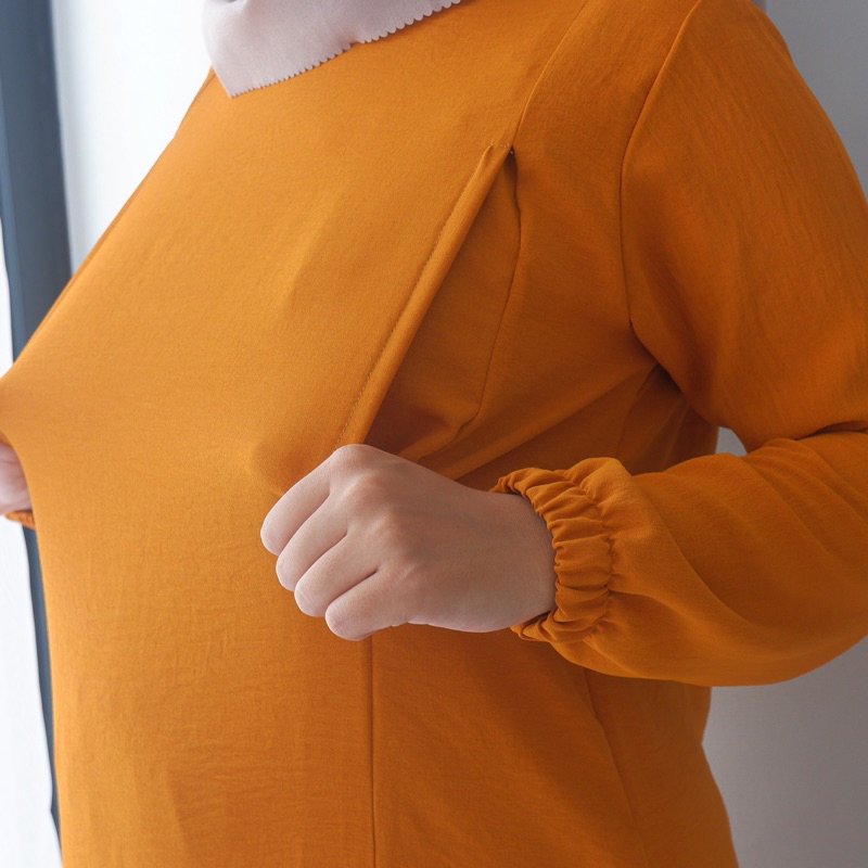 Baju Setelan Menyusui Bukaan Samping Kanan Kiri Bahan Airflow Crinkle BUSUI Adira One Set